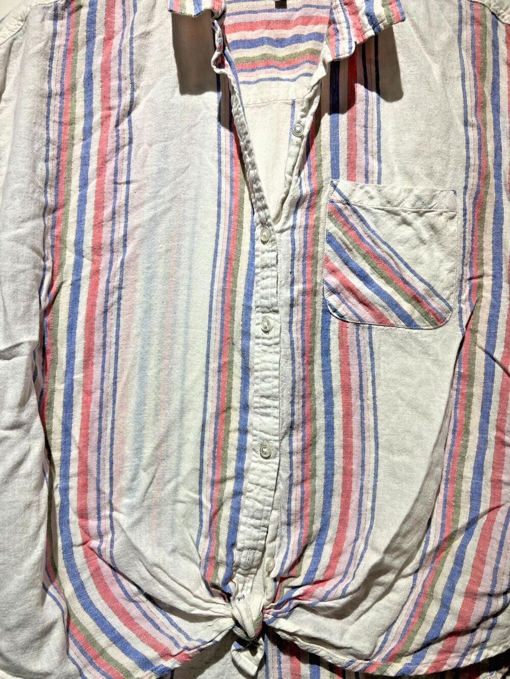 TRUE CRAFT Multi Striped Tie Front Crop Top Size MEDIUM - Picture 1 of 4
